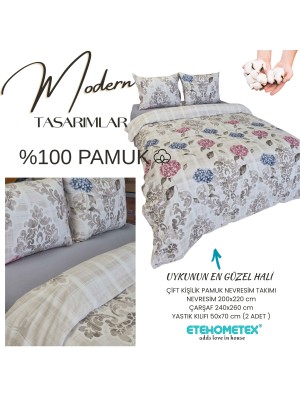 ETEHOMETEX %100 Pamuk Nevresim Takımı ÇİFT KİŞİLİK ORTANCA RENKLİ 8696474232111